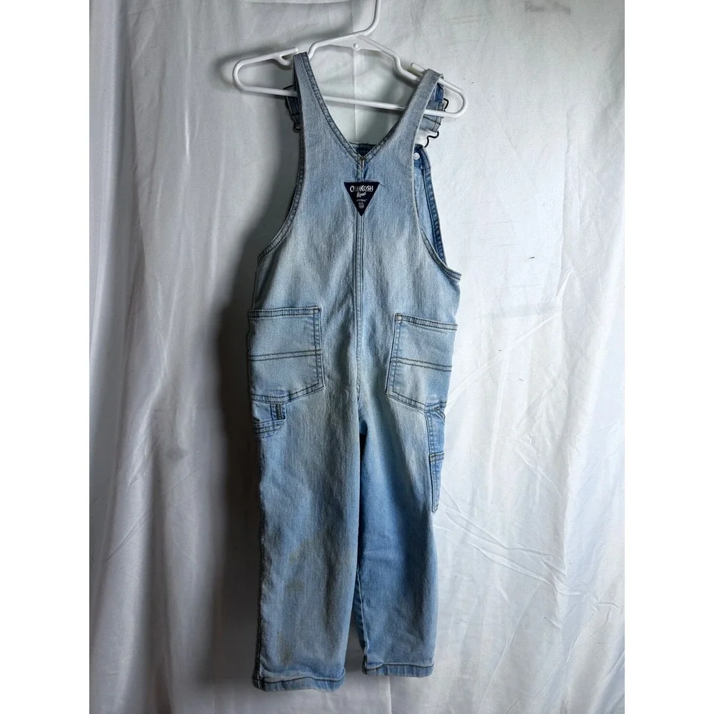 OshKosh B'gosh Denim Overalls 4T Light Blue Bib Pocket Kids